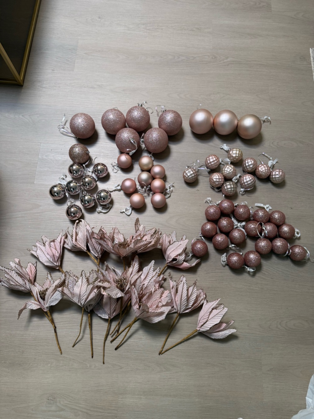 Hobby Lobby Pink and Rose Gold Christmas Ornament Set